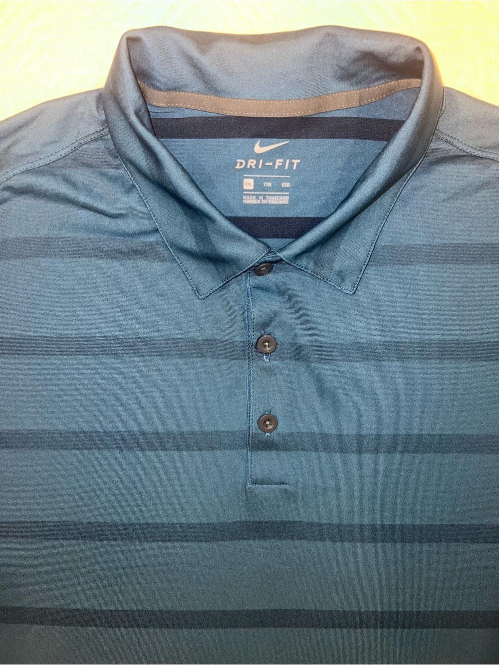 NWOT Nike Dri-FIT Men's 2XL Teal and Dark Teal Striped Performance Golf Polo